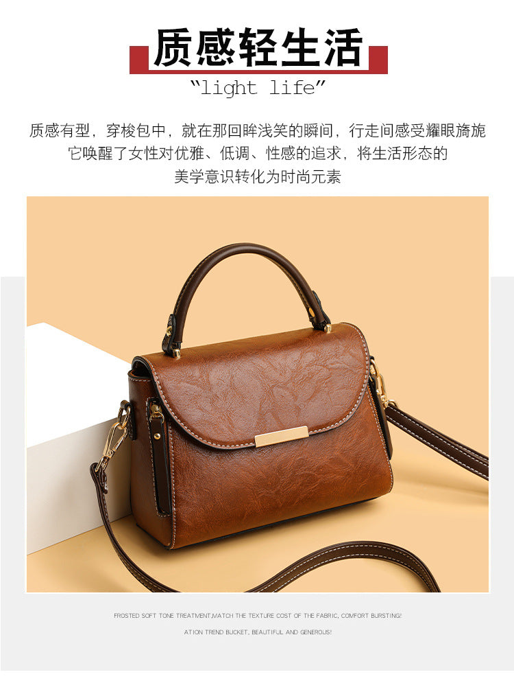 New women's crossbody bag fashion retro shoulder bag simple commuting handbag high-end feeling small square bag