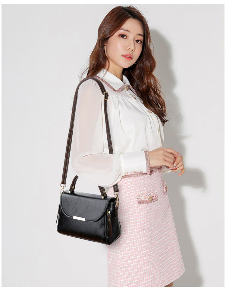 New women's crossbody bag fashion retro shoulder bag simple commuting handbag high-end feeling small square bag