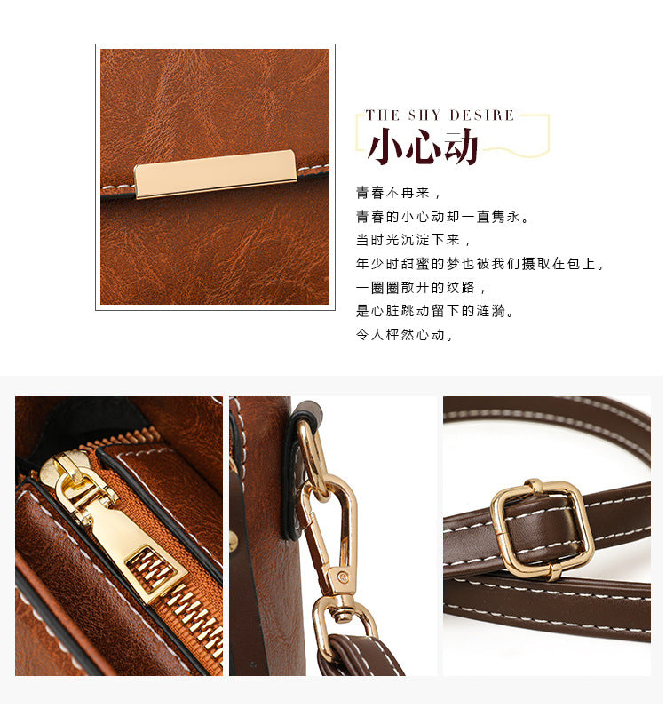New women's crossbody bag fashion retro shoulder bag simple commuting handbag high-end feeling small square bag