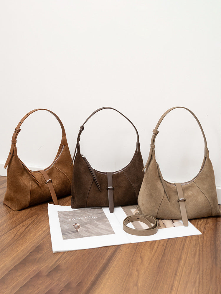 Authentic leather handbag for women, 2025 autumn and winter new style, Korean style, niche women's bag, commuting shoulder bag textured crossbody bag, handbag