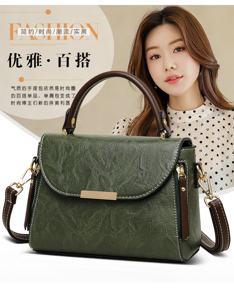 New women's crossbody bag fashion retro shoulder bag simple commuting handbag high-end feeling small square bag